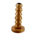 lakkadbaaz light brown wooden candle holder semi-gloss finish Geometric Turned Design