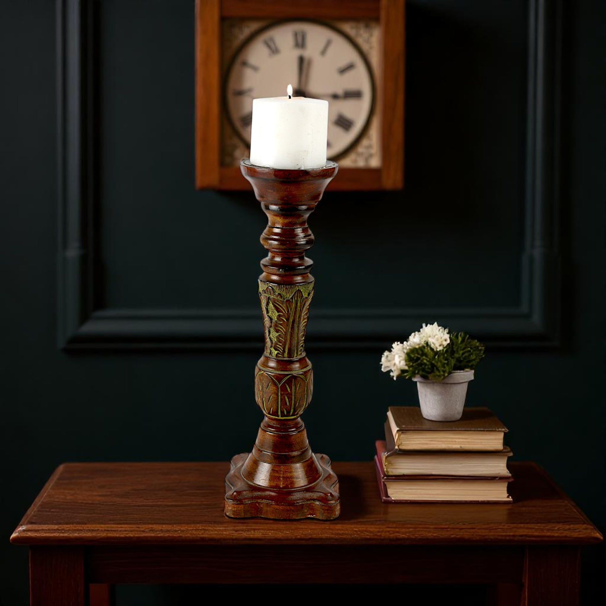 Handcrafted Mango Wood Classic Pillar Candle Holder