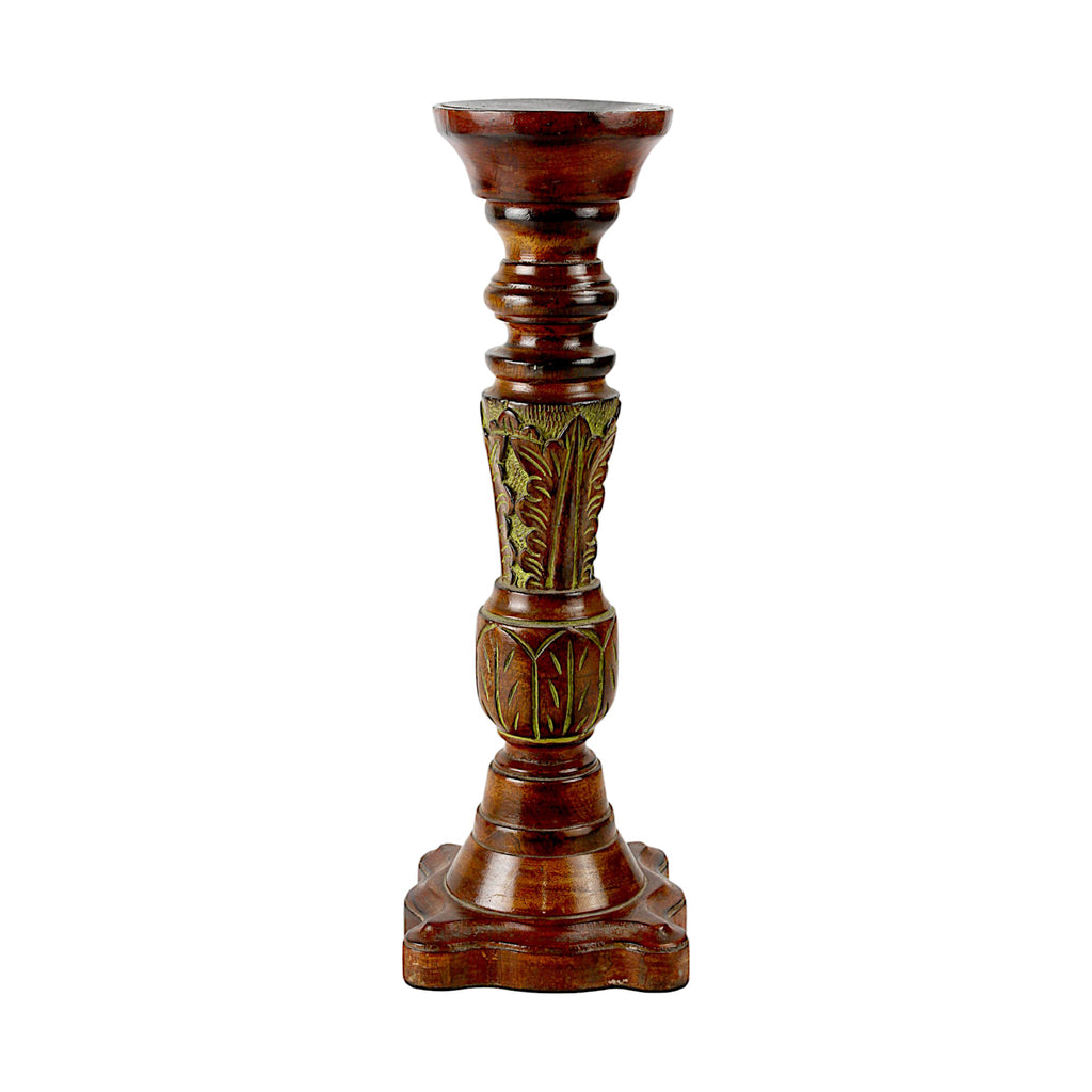 Handcrafted Mango Wood Classic Pillar Candle Holder