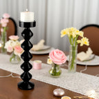 Premium Handcrafted Mango Wood Black Classic Pillar Candle Holder