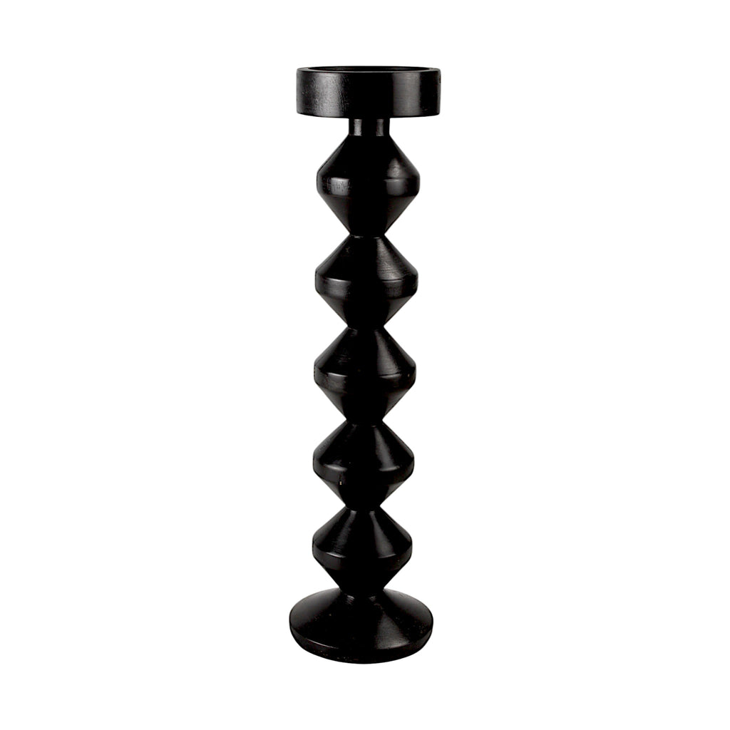 Premium Handcrafted Mango Wood Black Classic Pillar Candle Holder