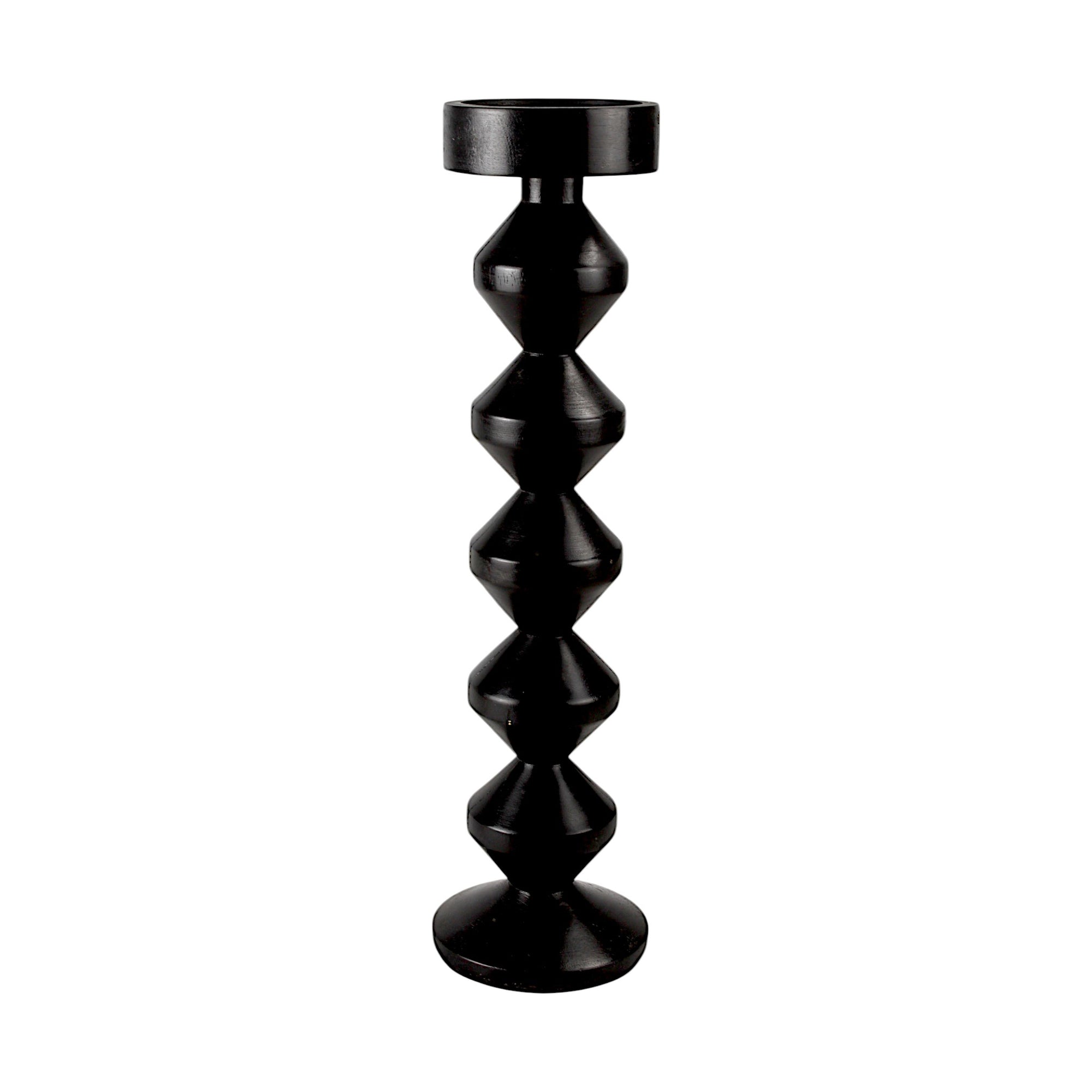Premium Handcrafted Mango Wood Black Classic Pillar Candle Holder