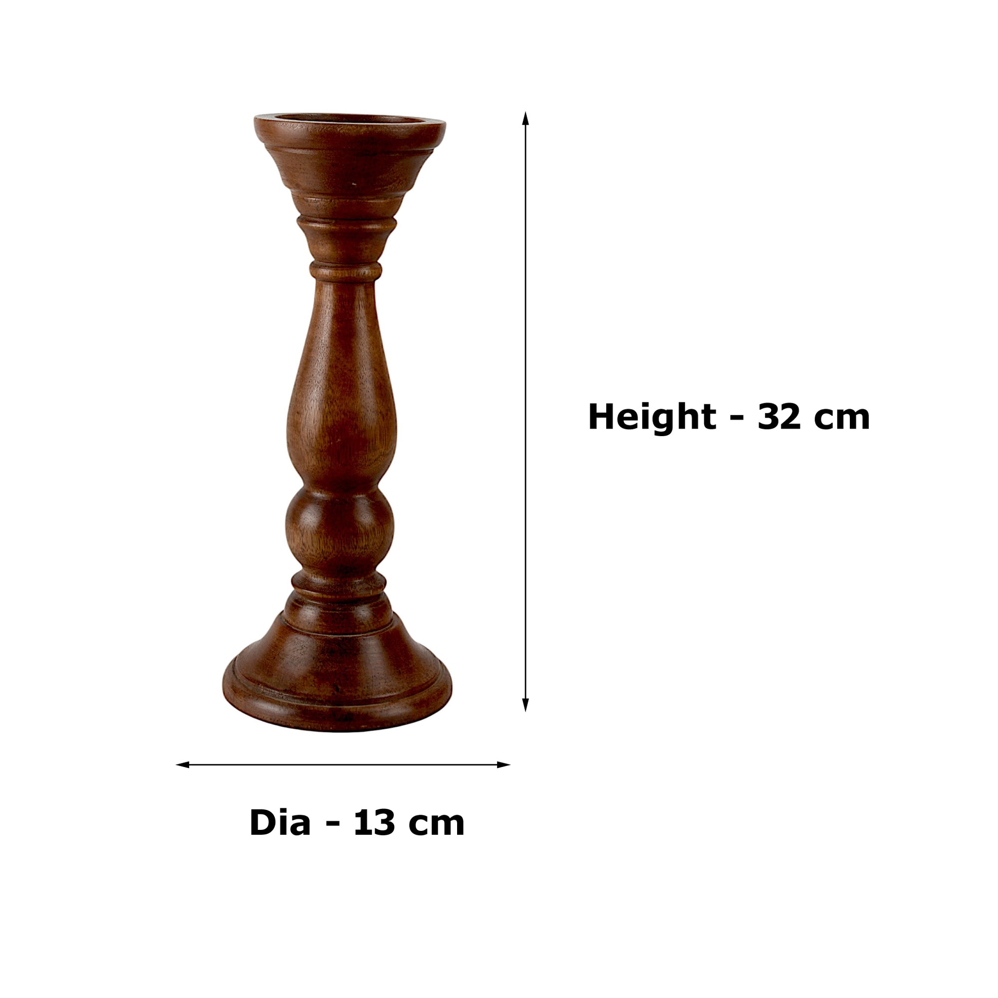 Mango Wood Brown Classic Candle Pillar Holder