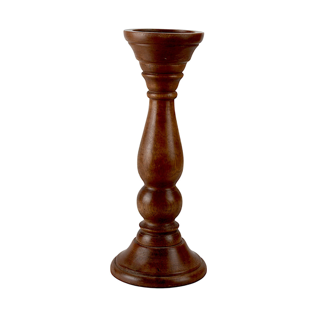 Mango Wood Brown Classic Candle Pillar Holder
