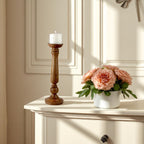 Premium Handcrafted Mango Wood Brown Classic Candle Pillar Holder