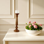 Premium Handcrafted Mango Wood Brown Classic Candle Pillar Holder