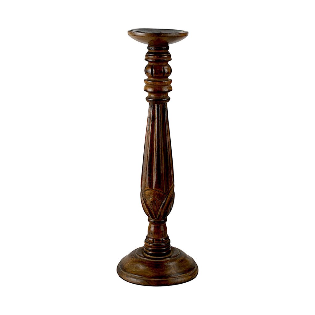 Premium Handcrafted Mango Wood Brown Candle Pillar Holder