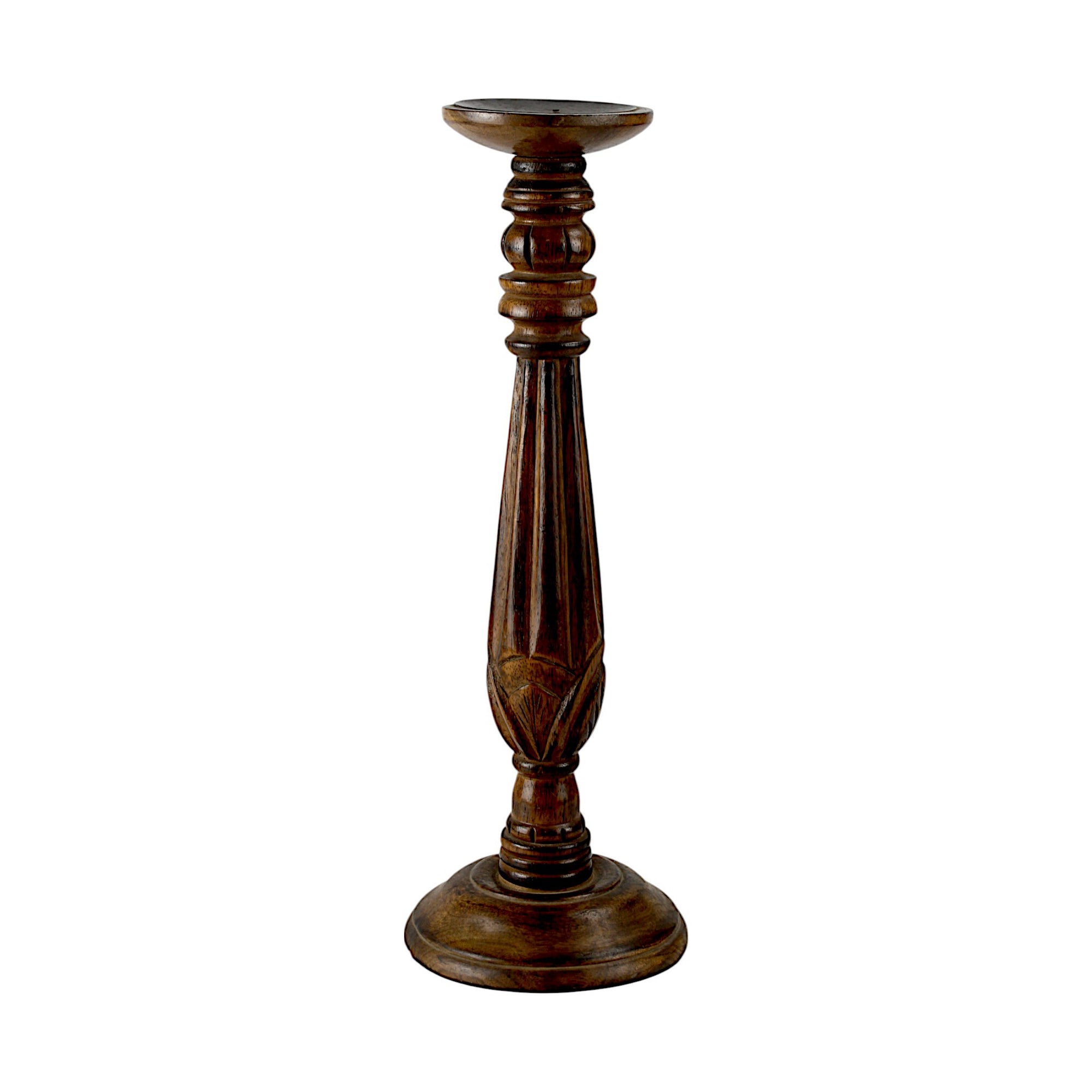 Premium Handcrafted Mango Wood Brown Candle Pillar Holder
