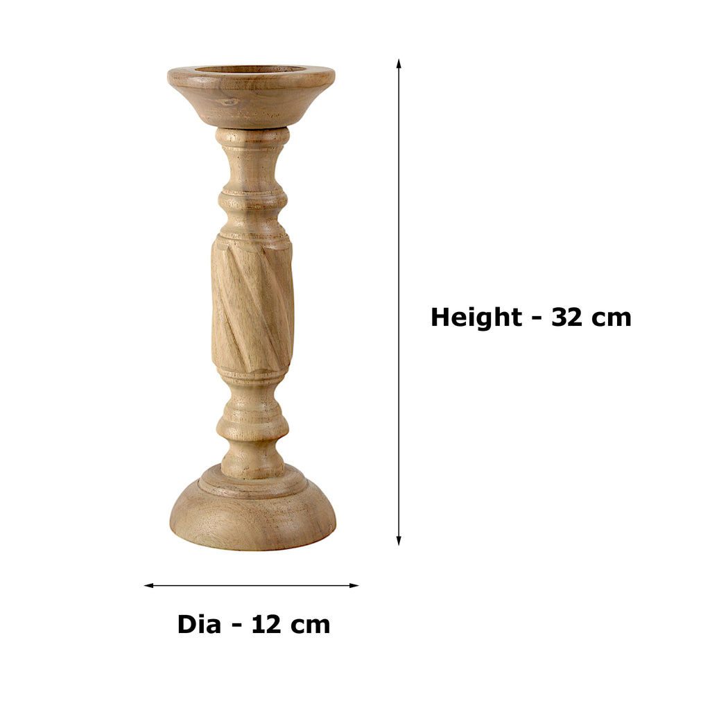 Natural Mango Wood Pillar Candle Holder