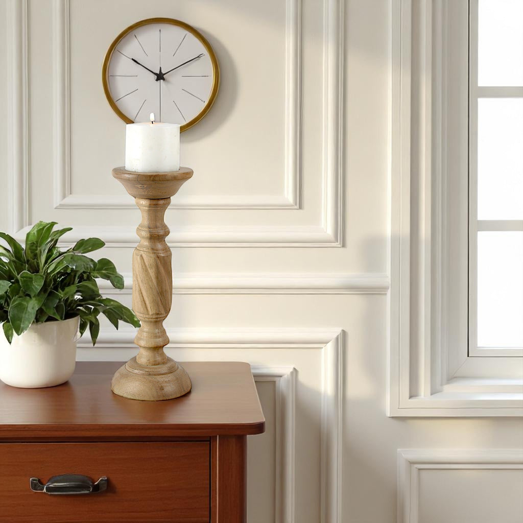 Natural Mango Wood Pillar Candle Holder