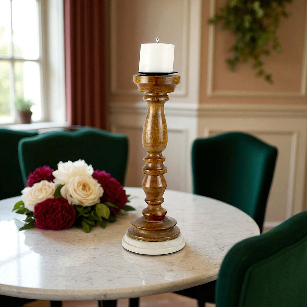 Natural Mango Wood Pillar Candle Holder