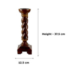Mango Wood Twisted Pillar Candle Holder