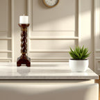 Mango Wood Twisted Pillar Candle Holder