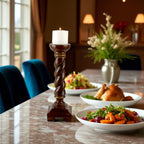 Mango Wood Twisted Pillar Candle Holder