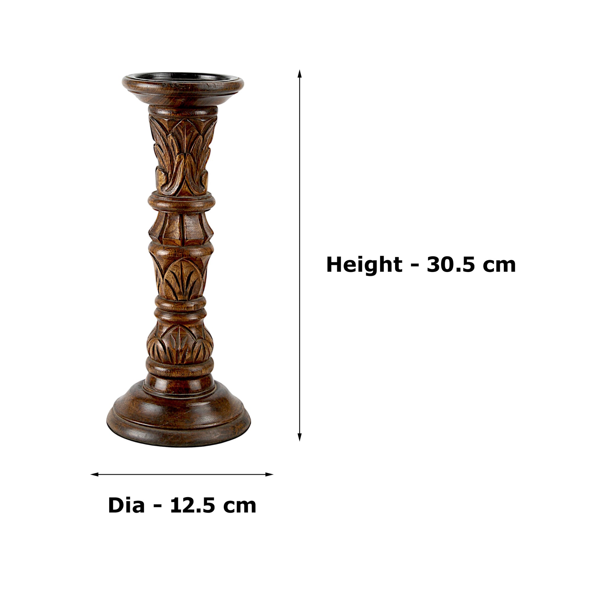 Mango Wood Antiqe Pillar Candle Holder