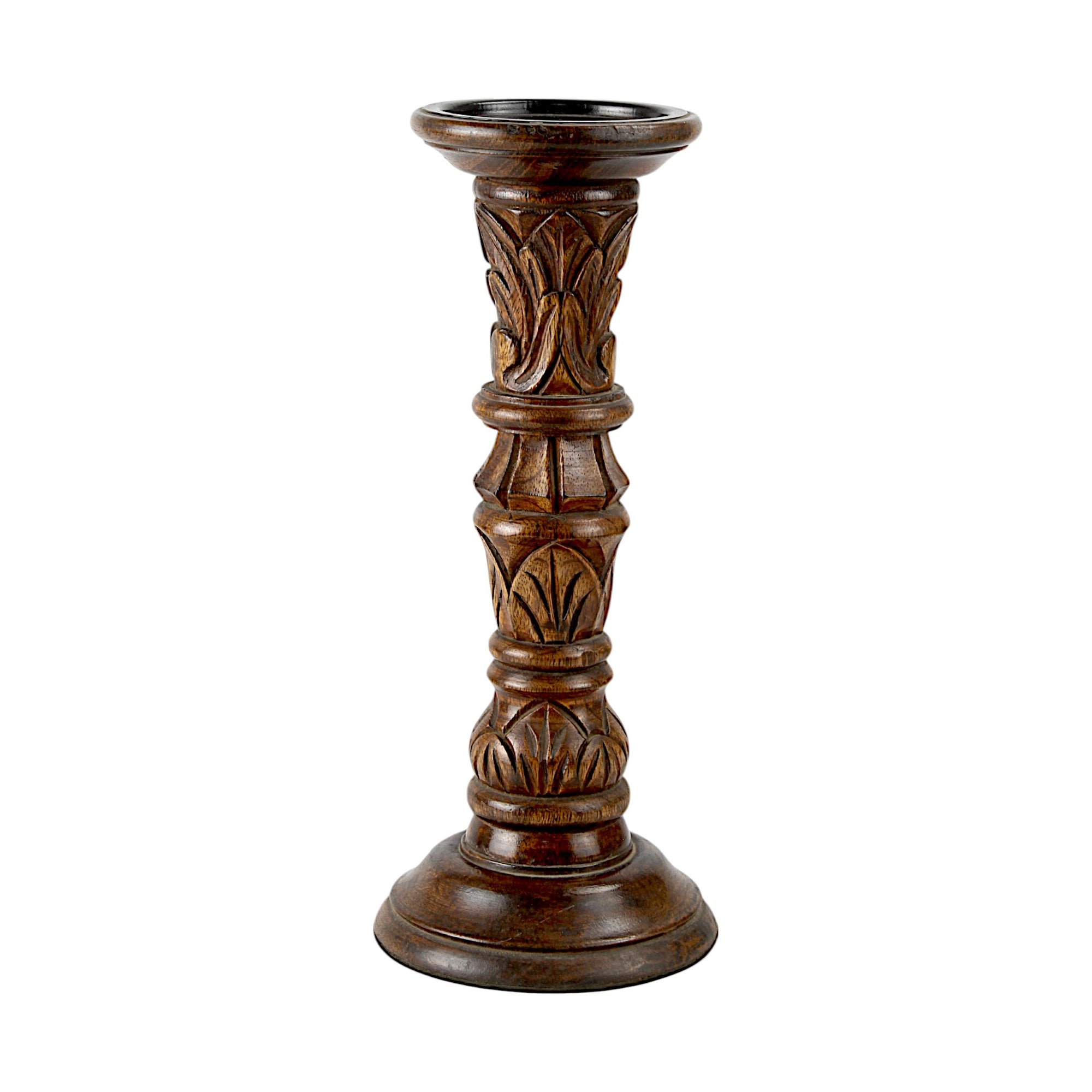 Mango Wood Antiqe Pillar Candle Holder