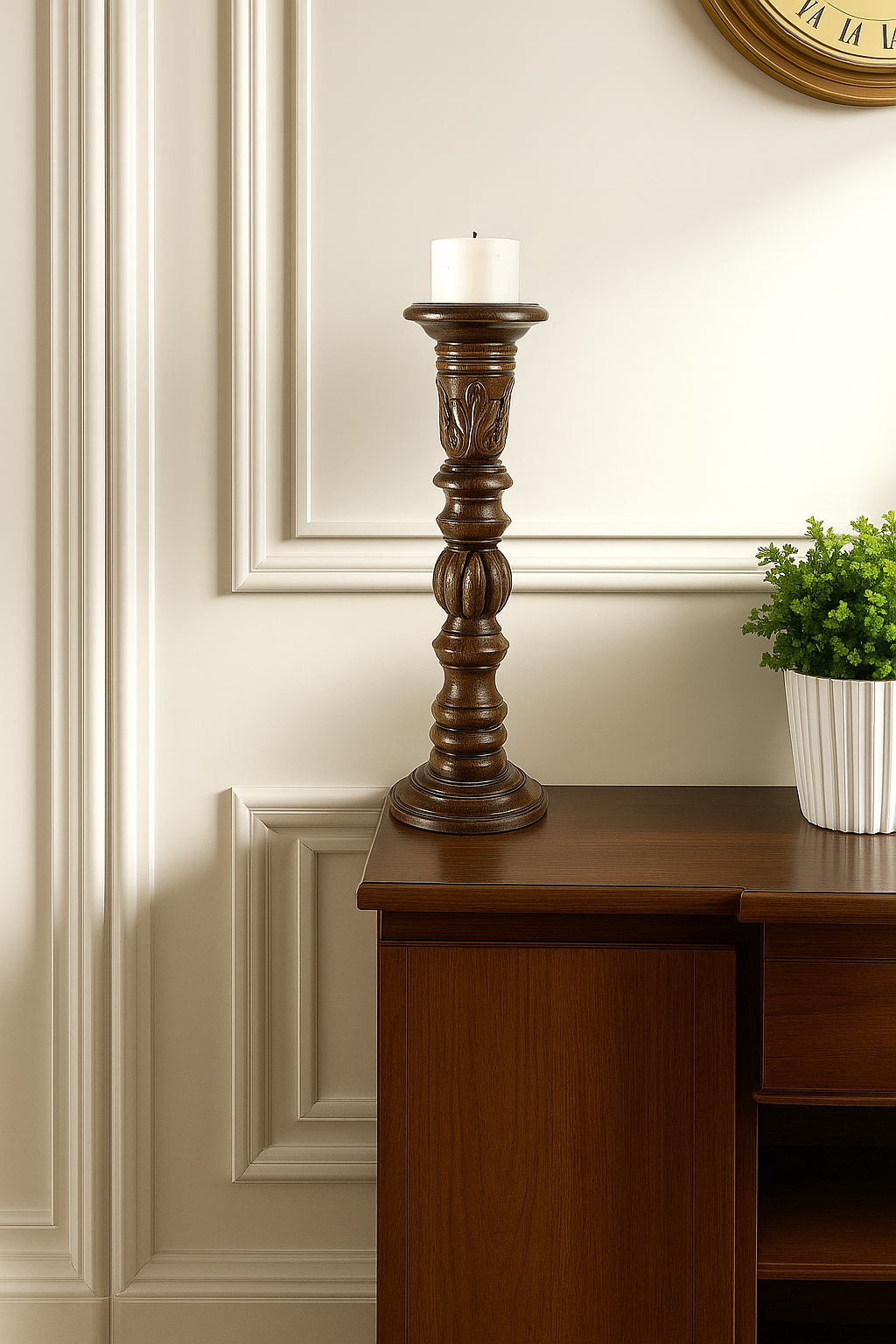 Mango Wood Classic Pillar Candle Holder