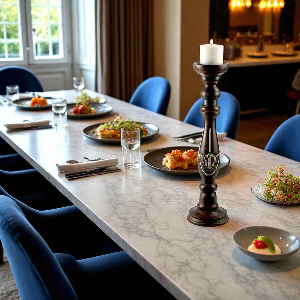 Mango Wood Classic Pillar Candle Holder