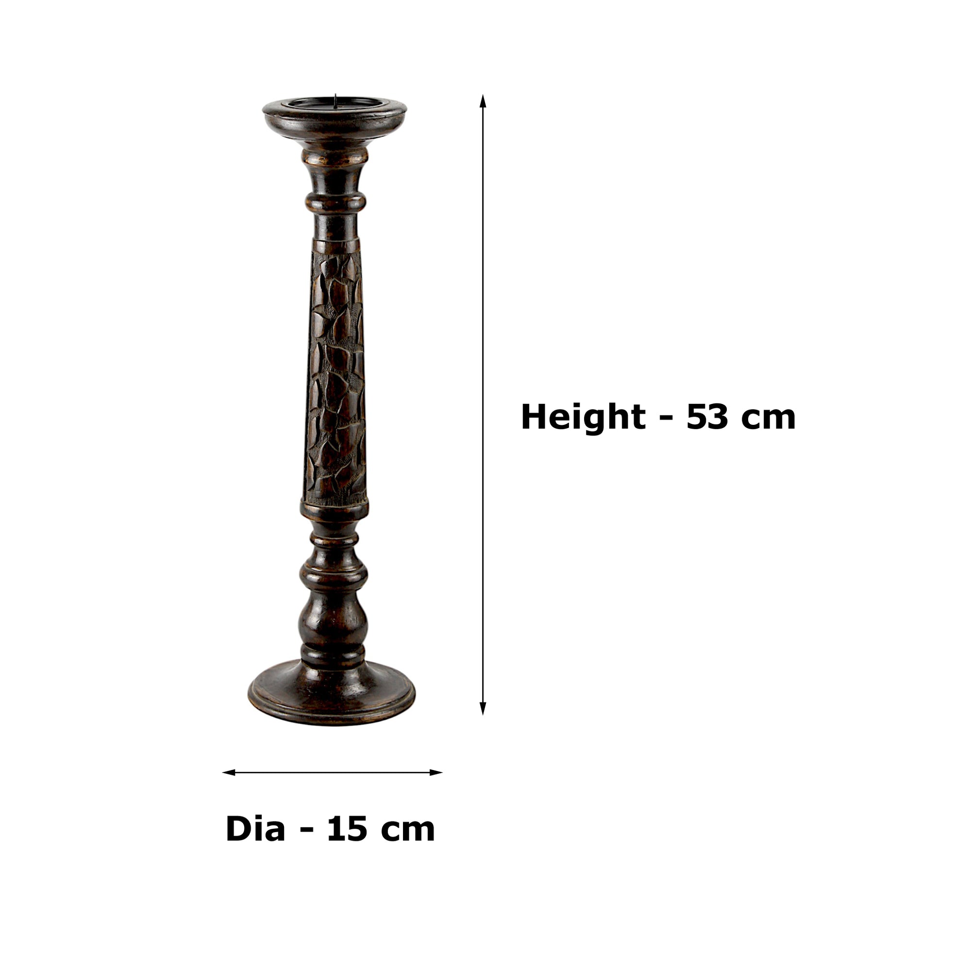 Mango Wood Dark Brown Classic Candle Pillar Holder