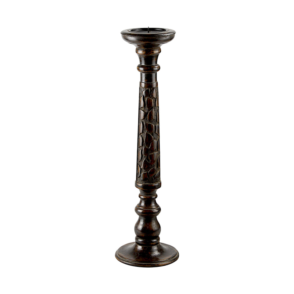 Mango Wood Dark Brown Classic Candle Pillar Holder