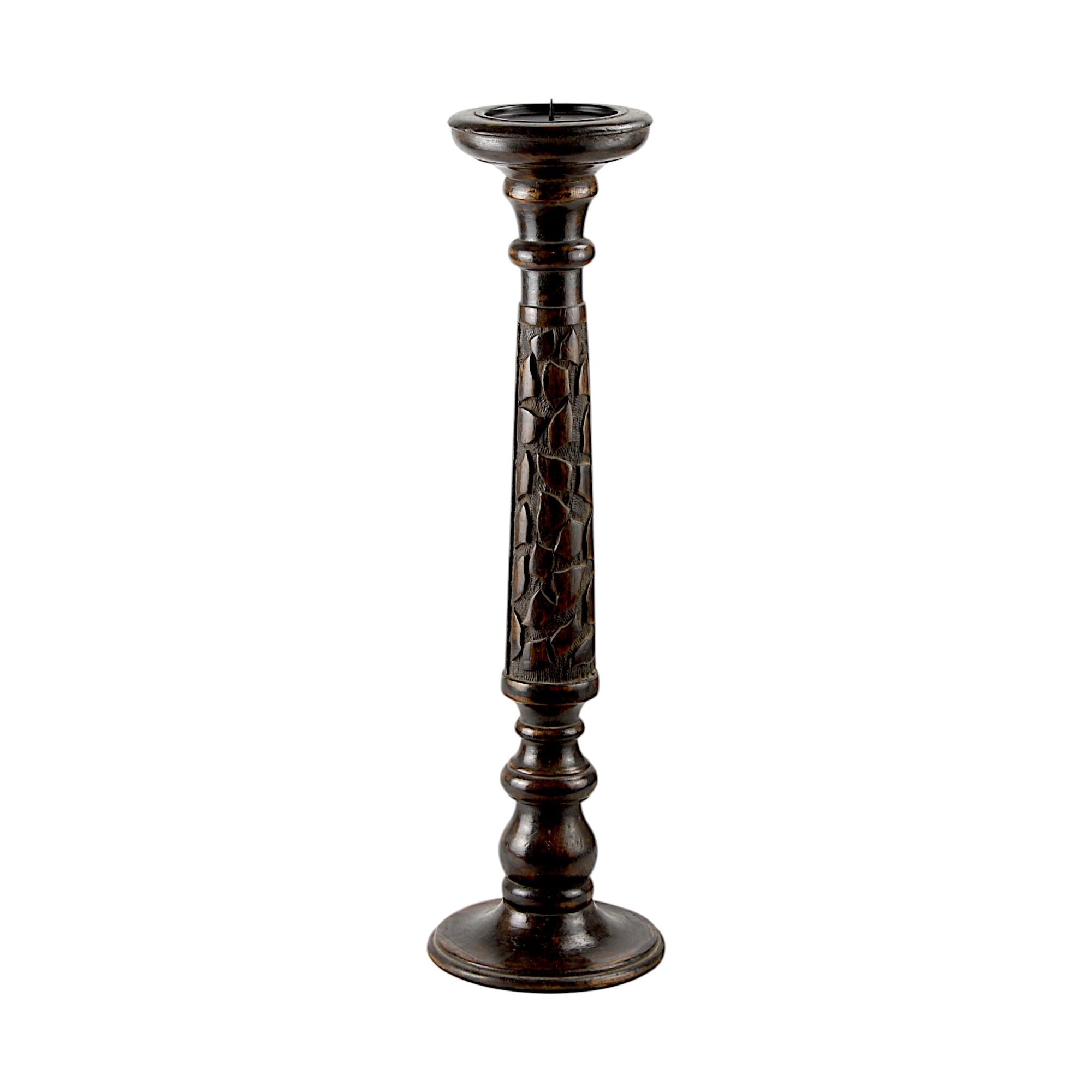 Mango Wood Dark Brown Classic Candle Pillar Holder