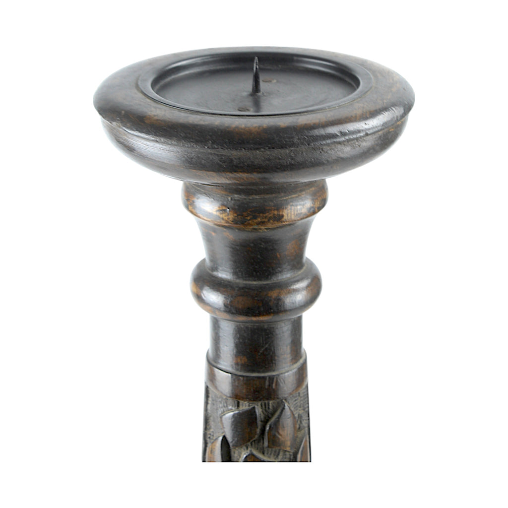 Mango Wood Dark Brown Classic Candle Pillar Holder