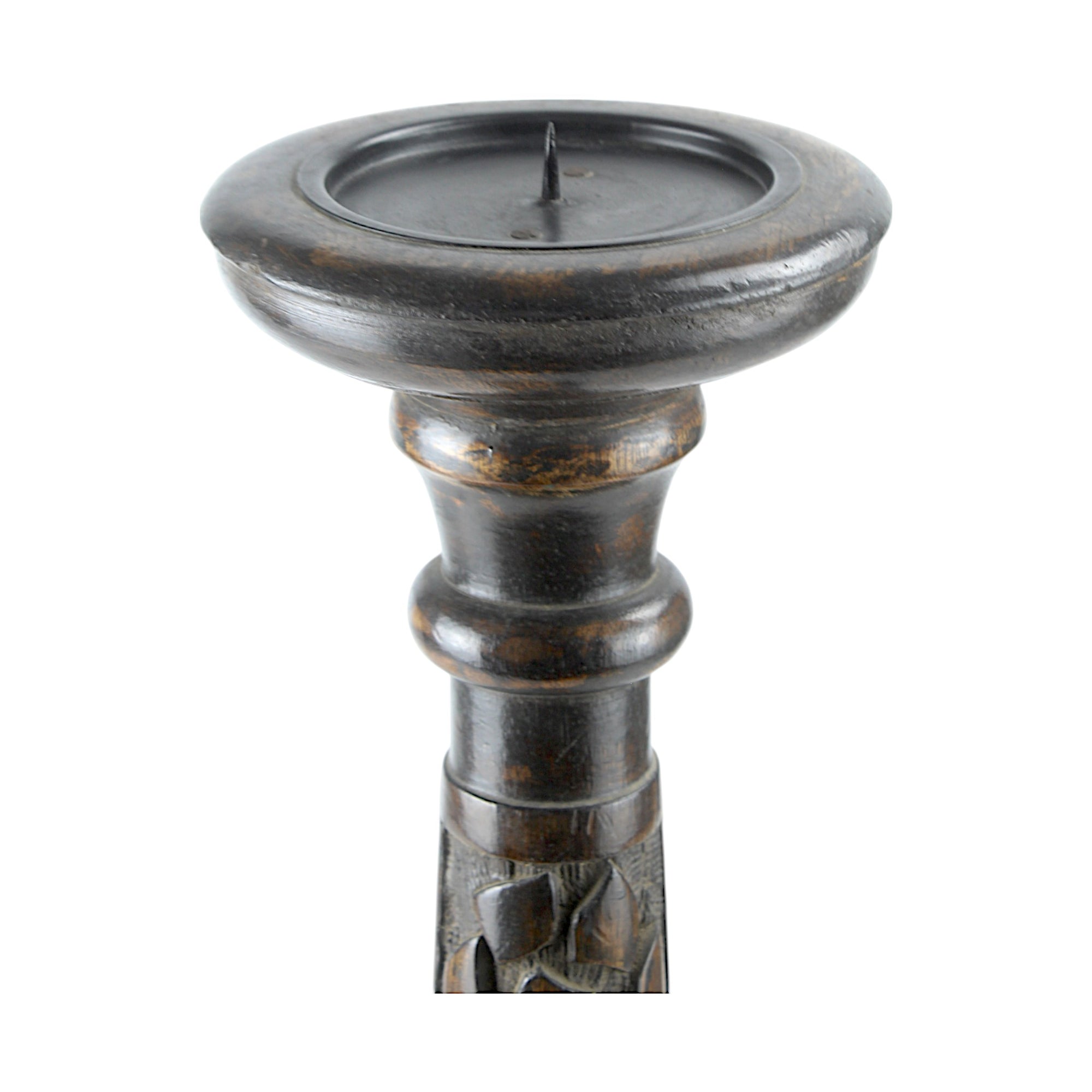 Mango Wood Dark Brown Classic Candle Pillar Holder