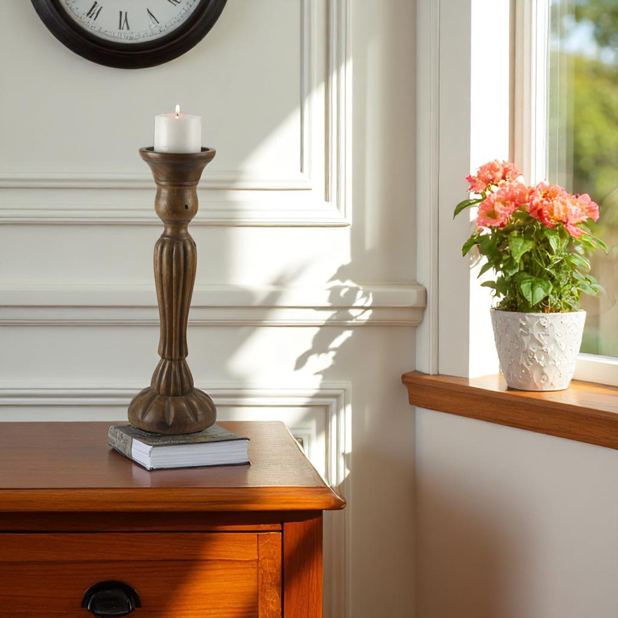 Natural Mango Wood Taper Candle pillar Holder  Design