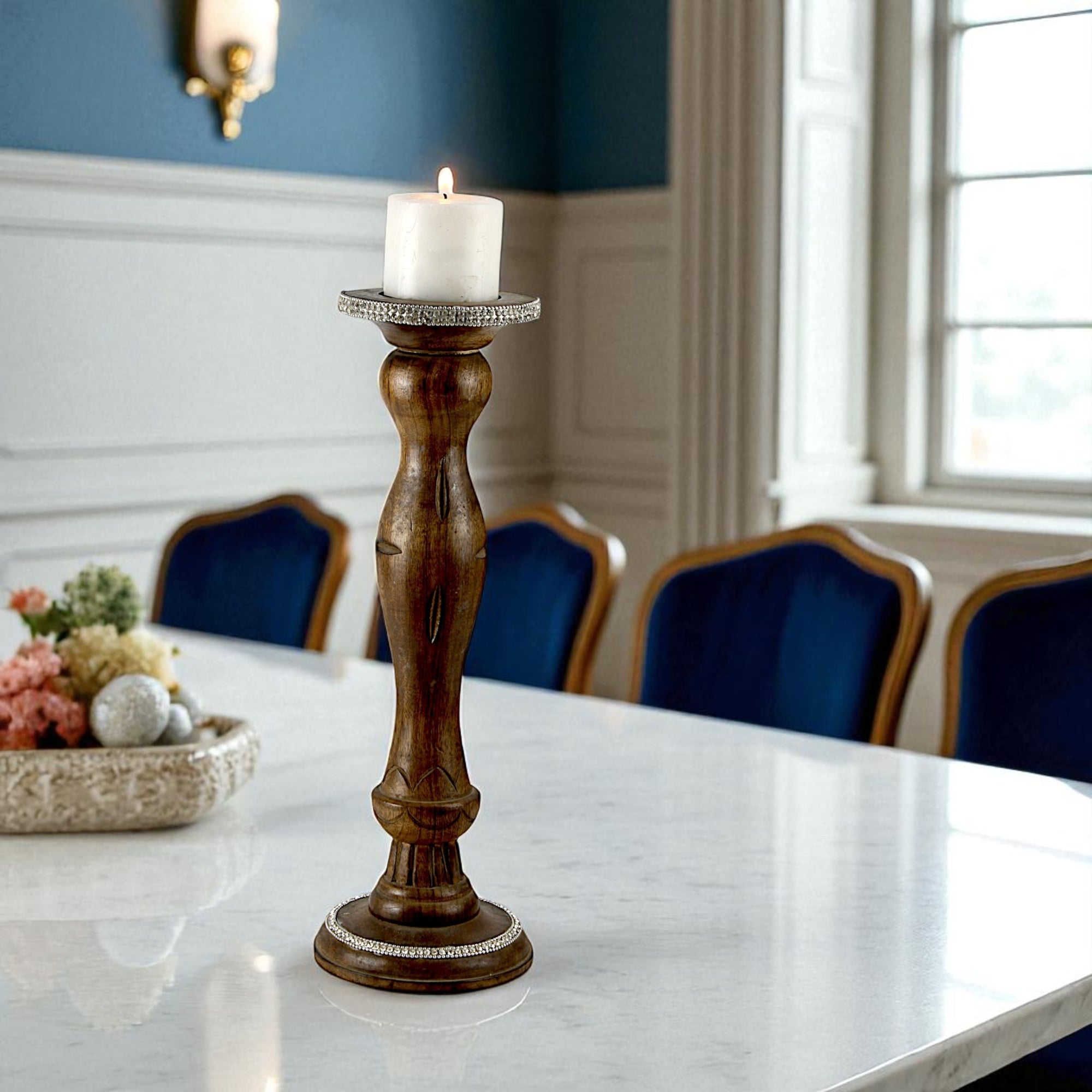 Natural Mango Wood Taper Candle Piller Holder