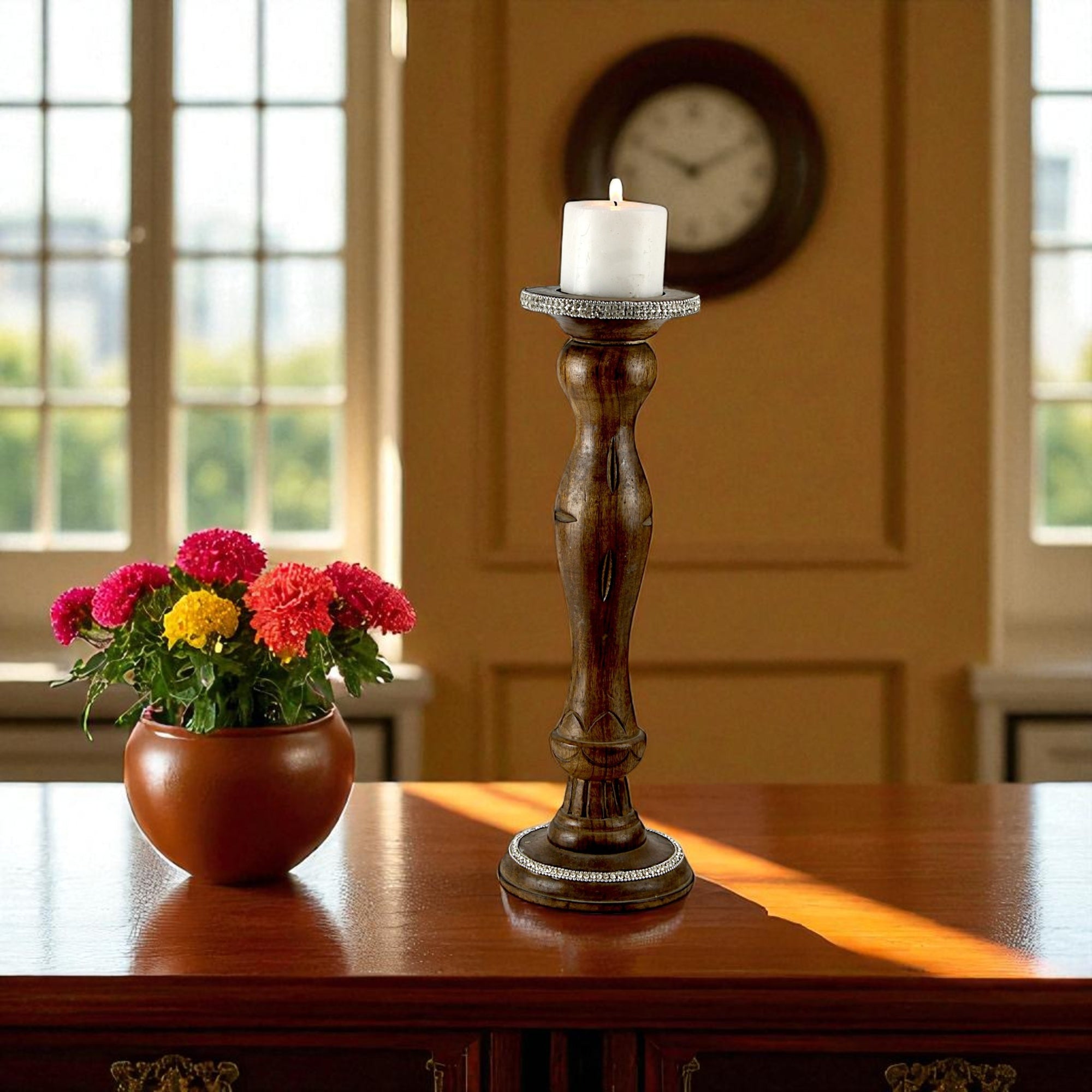 Natural Mango Wood Taper Candle Piller Holder