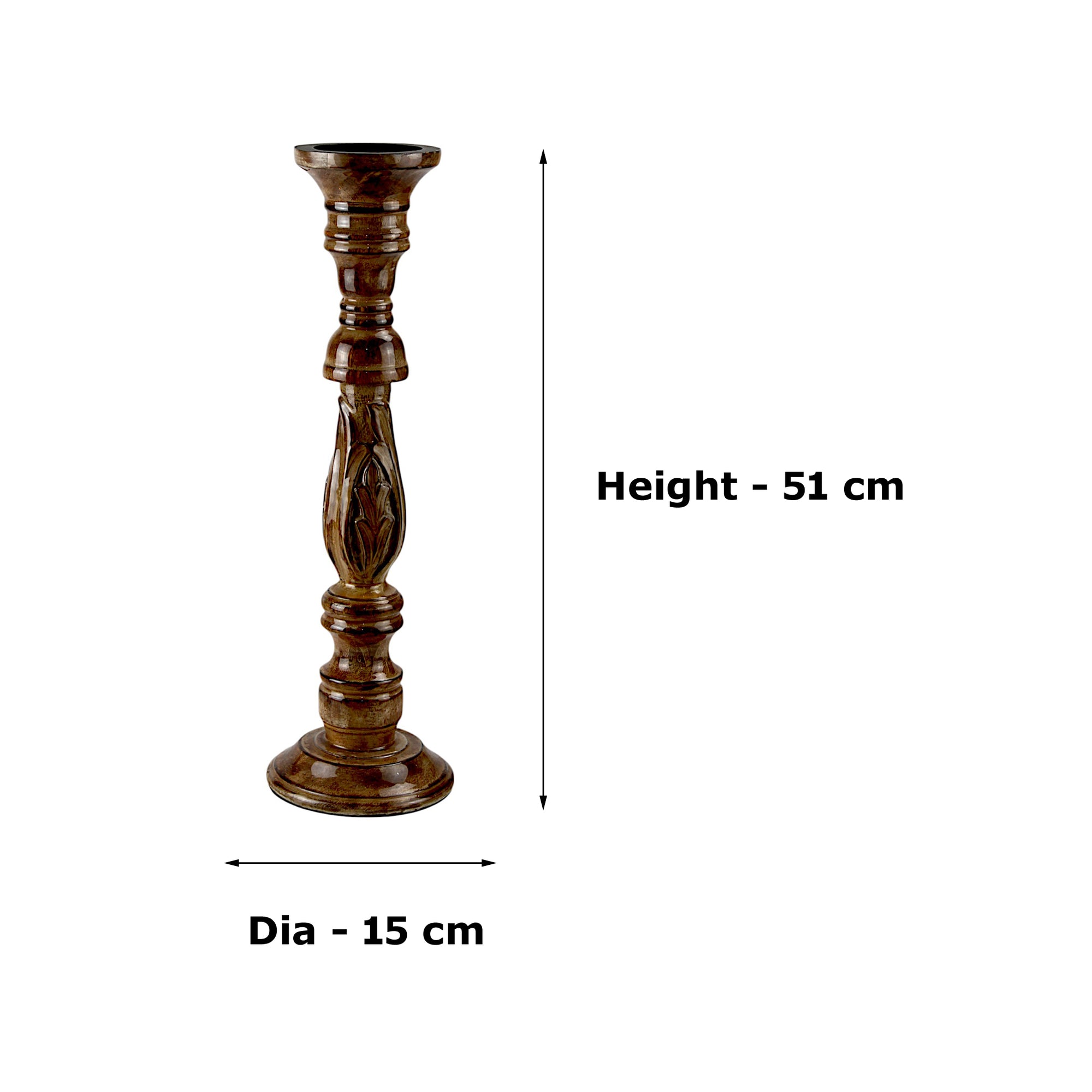 Mango Wood Brown Classic Candle Pillar Holder