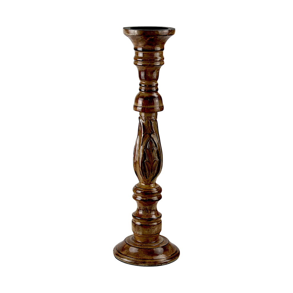 Mango Wood Brown Classic Candle Pillar Holder