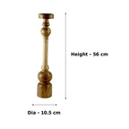 Mango Wood Brown Classic tower Candle Pillar Holder