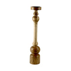 Mango Wood Brown Classic tower Candle Pillar Holder