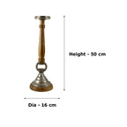 Mango Wood & Aluminum Classic Candle Holder