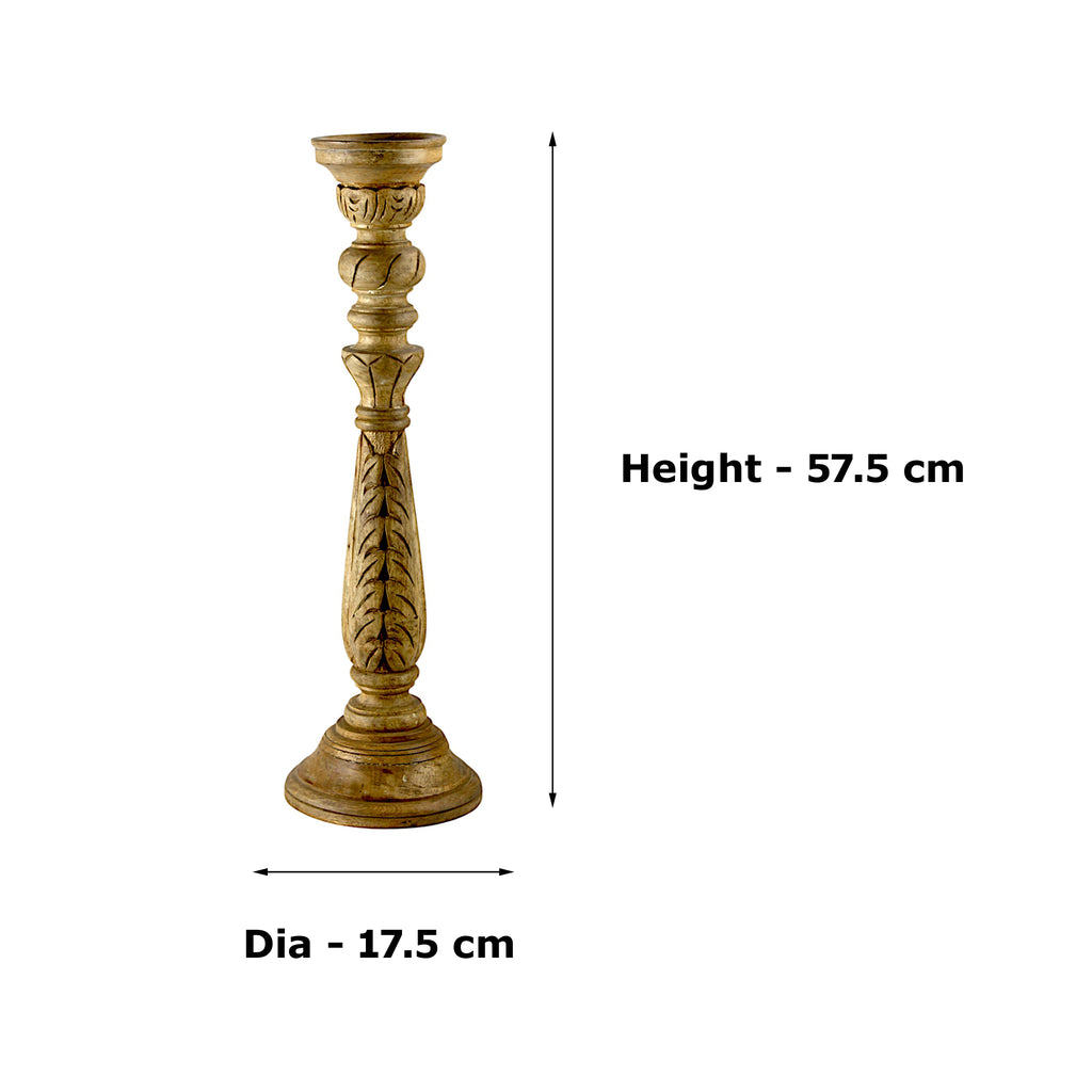Mango Wood Classic Pillar Candle Holder