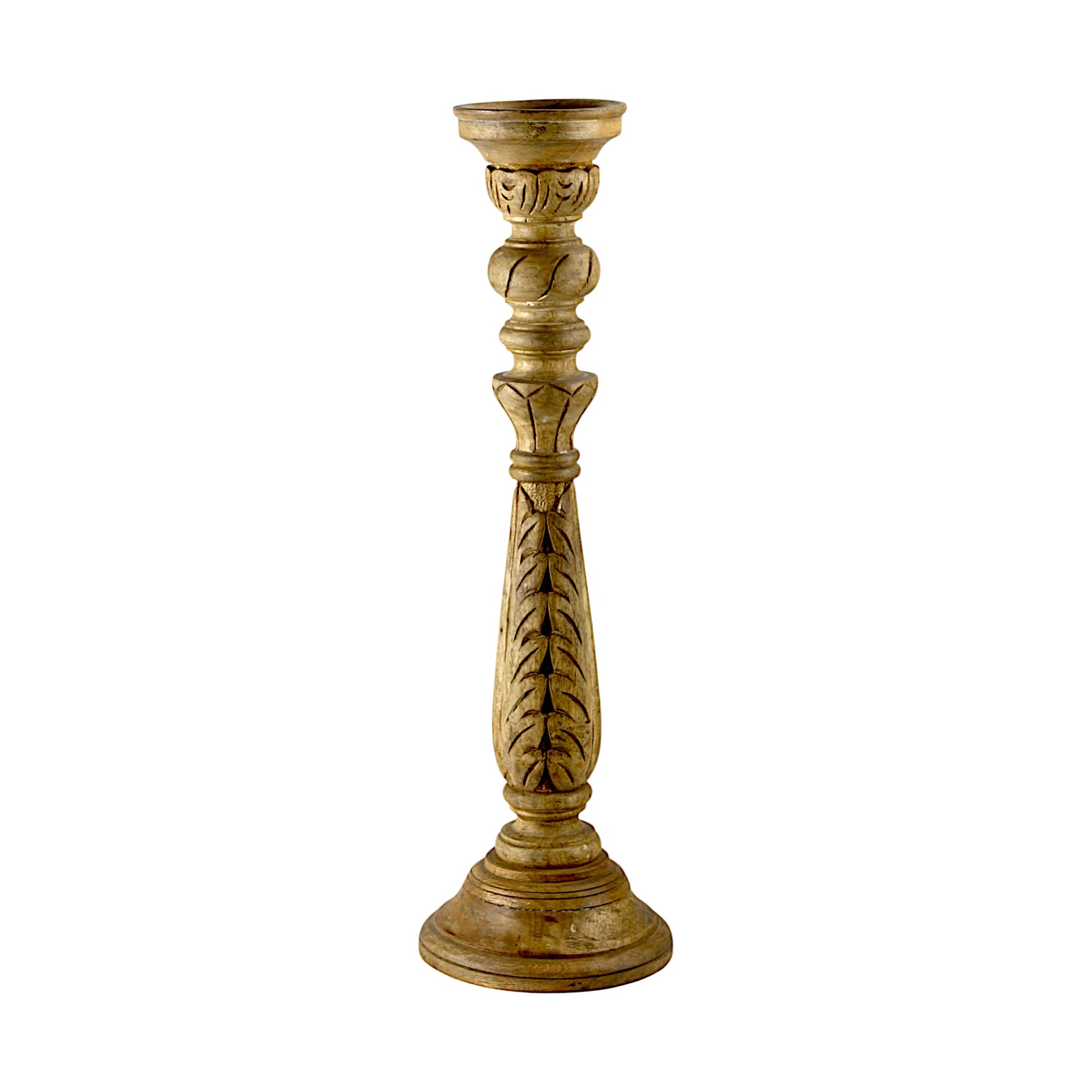Mango Wood Classic Pillar Candle Holder