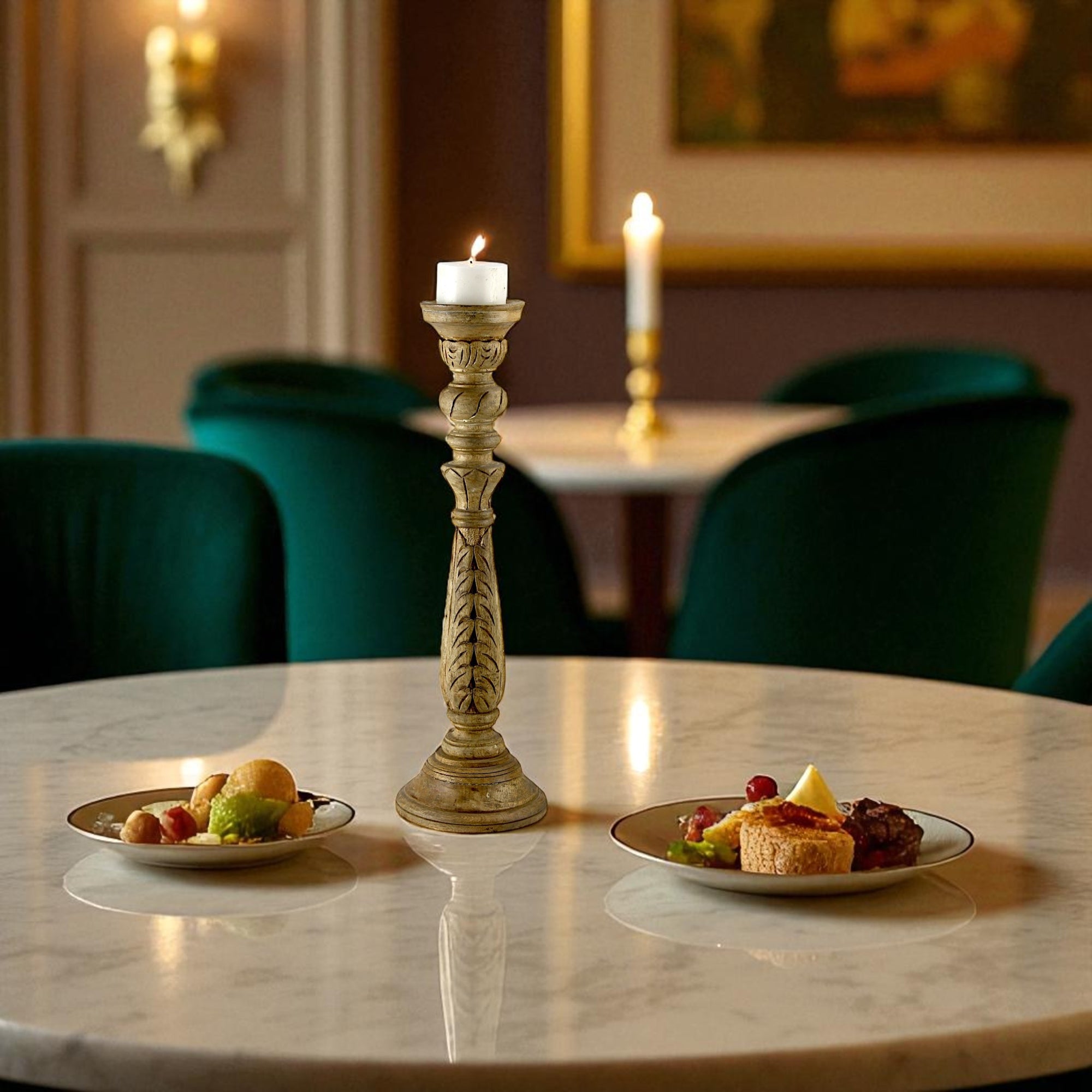 Mango Wood Classic Pillar Candle Holder