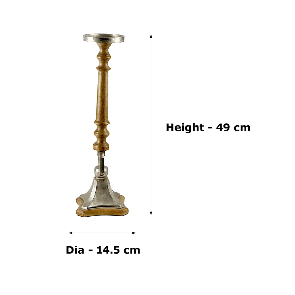 Mango Wood Brown Classic Candle Pillar Holder
