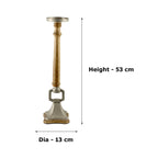 Mango Wood & Aluminium round ringTaper Candle Pillar Holder