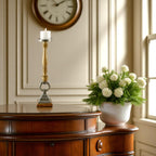 Natural Mango Wood Taper Candle pillar Holder aluminium top and base