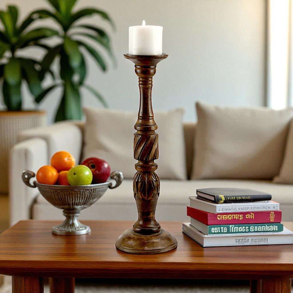 Handcrafted Mango Wood Taper Candle Pillar Holder