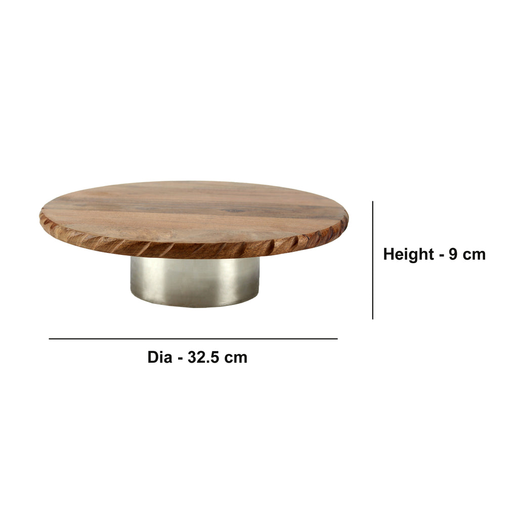 Wooden Cake Stand | 32.5 cm Round Dessert Platter