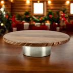 Wooden Cake Stand | 32.5 cm Round Dessert Platter