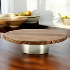 Wooden Cake Stand | 32.5 cm Round Dessert Platter
