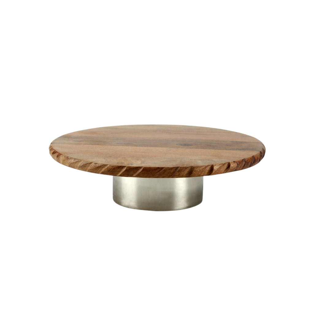 Wooden Cake Stand | 32.5 cm Round Dessert Platter