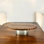 Wooden Cake Stand | 32.5 cm Round Dessert Platter