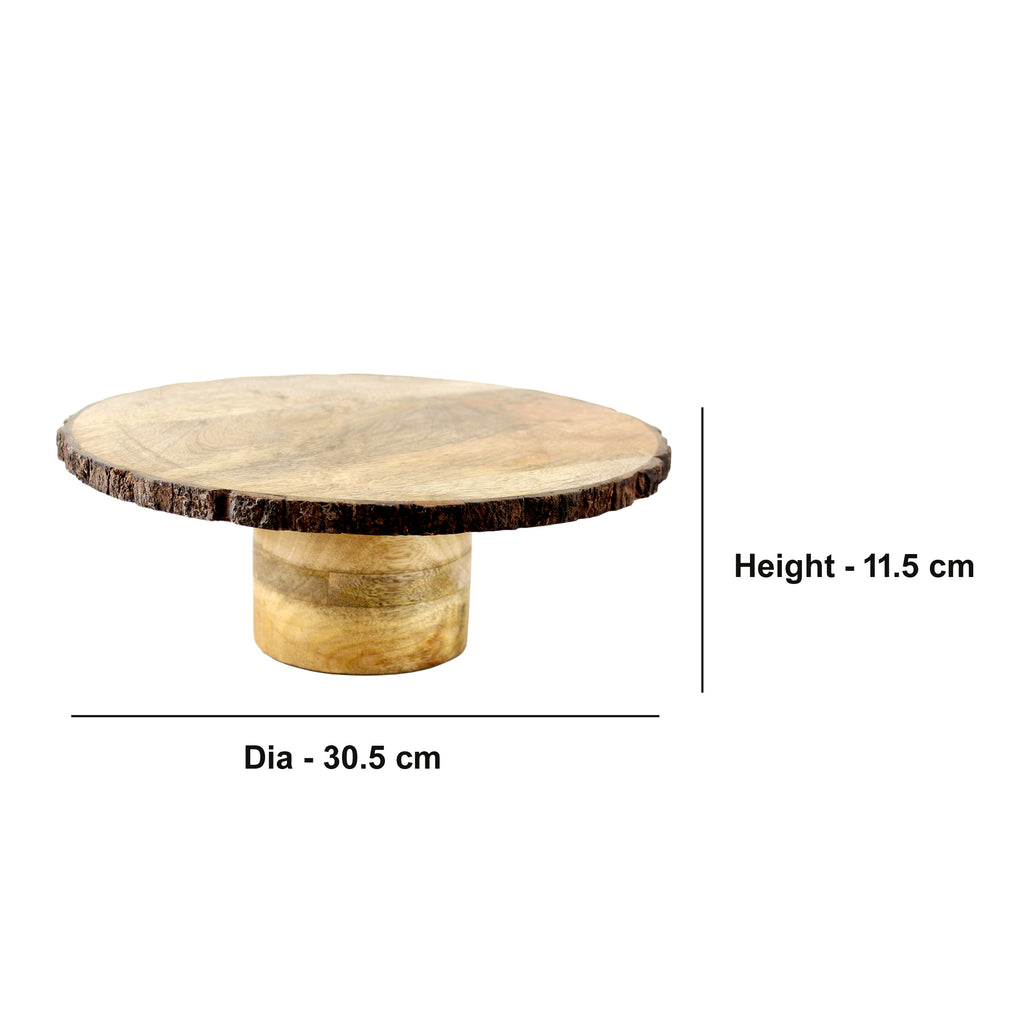 Lakkad Baaz Wooden Cake Stand | 30.5 cm Round Dessert Platter