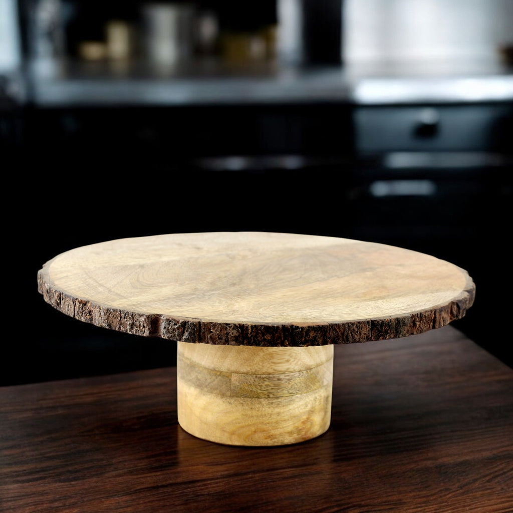 Lakkad Baaz Wooden Cake Stand | 30.5 cm Round Dessert Platter