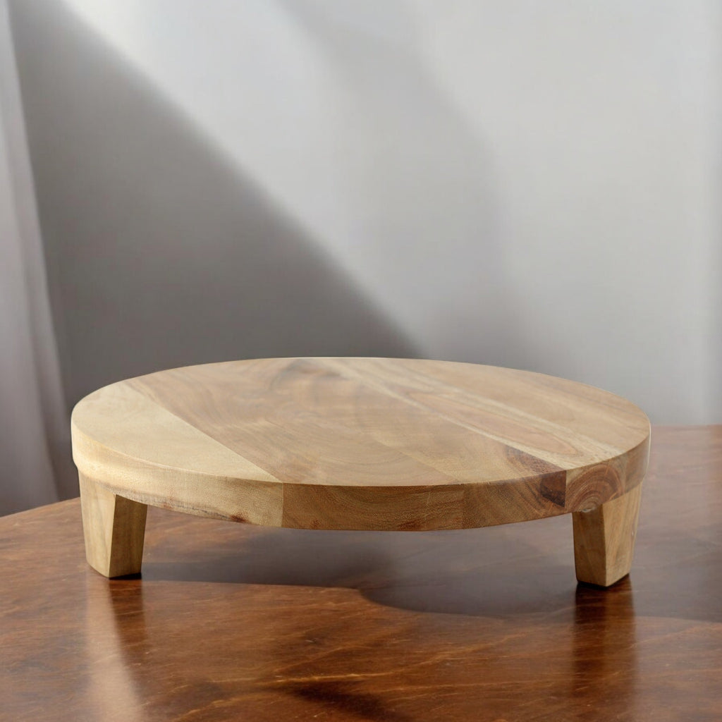 Lakkad Baaz Wooden Cake Stand | 30.5 cm Round Dessert Platter